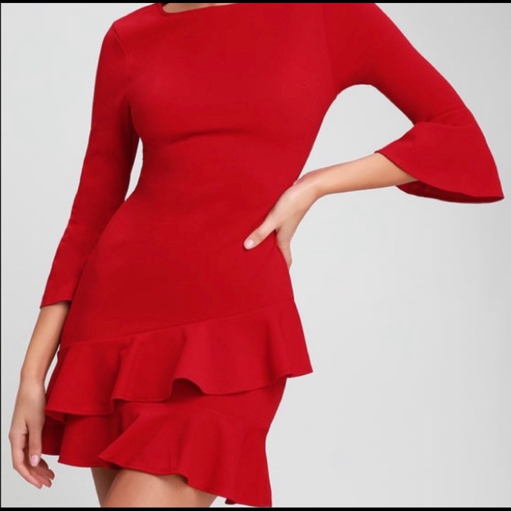 Red Bell Sleeve Dress